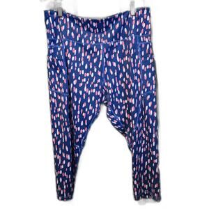 ZYIA Active Women's Printed Capri Leggings - Blue Pink & White